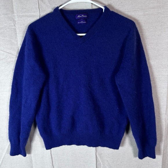Alan Flusser Other - Alan Flusser Mens Blue 100% Cashmere 2 Ply V-Neck Sweater Size Large